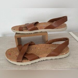 Merrell Syrah Brown Napa Valley Cork Sling Sandals Leather Straps Comfort Sz 10